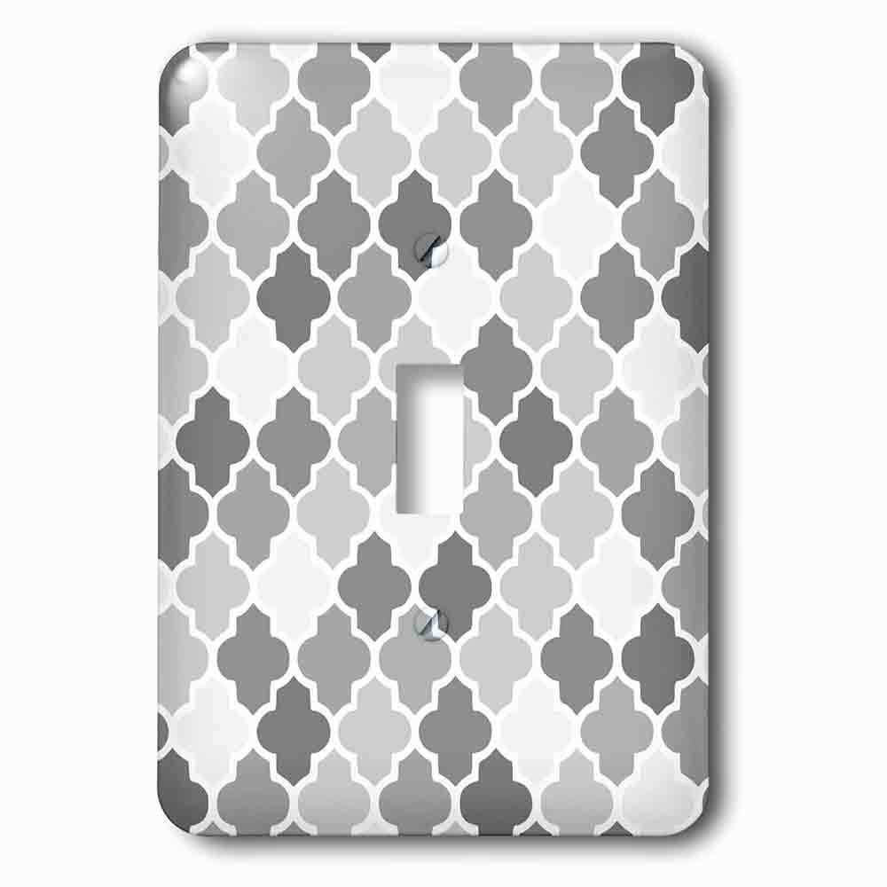 Single Toggle Wallplate With Gray Quatrefoil Pattern In Different Shades Of Grey Trendy Moroccan Style Lattice Tiles