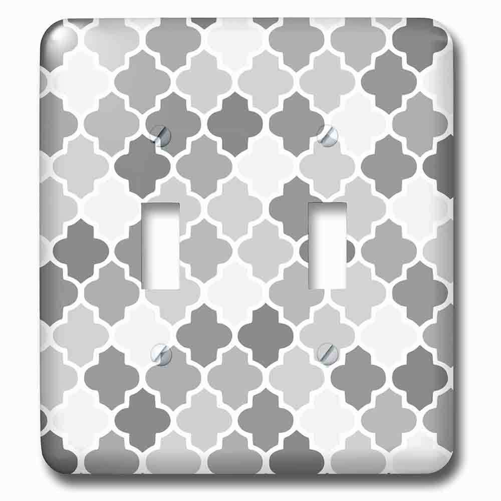 Double Toggle Wallplate With Gray Quatrefoil Pattern In Different Shades Of Grey Trendy Moroccan Style Lattice Tiles