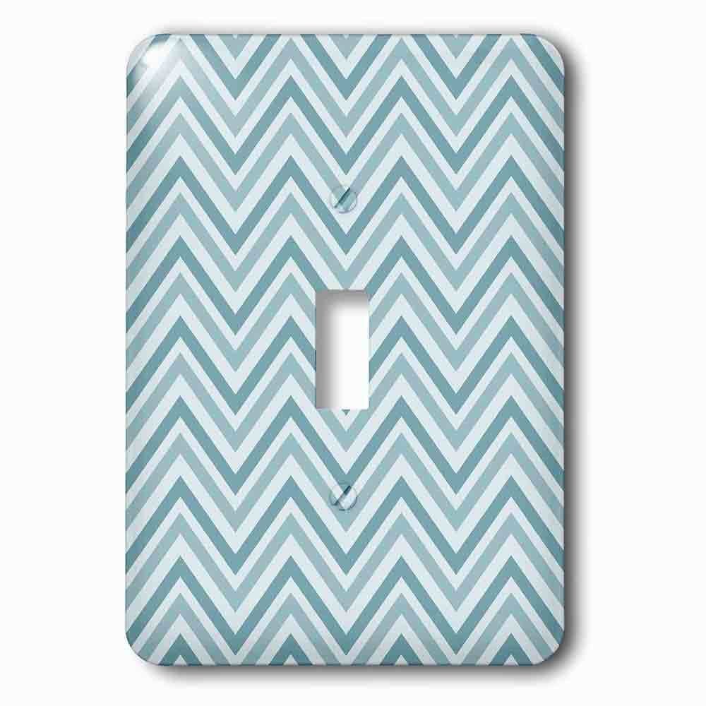 Single Toggle Wallplate With Soft Blue And White Girly Chic Chevron Zigzag