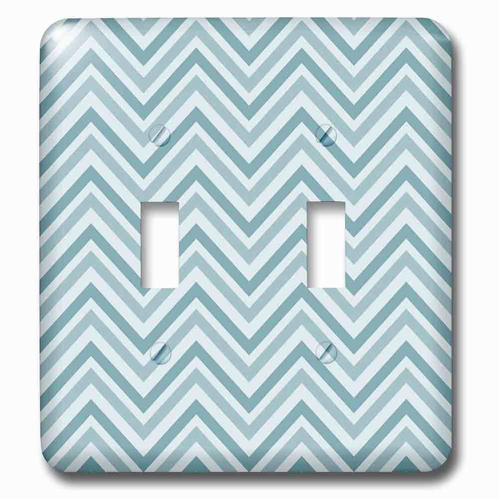 Double Toggle Wallplate With Soft Blue And White Girly Chic Chevron Zigzag