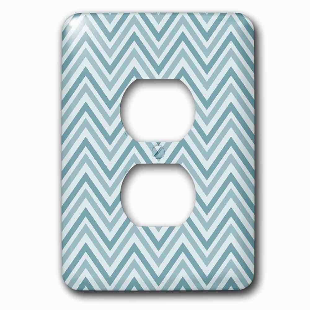 Single Duplex Outlet With Soft Blue And White Girly Chic Chevron Zigzag
