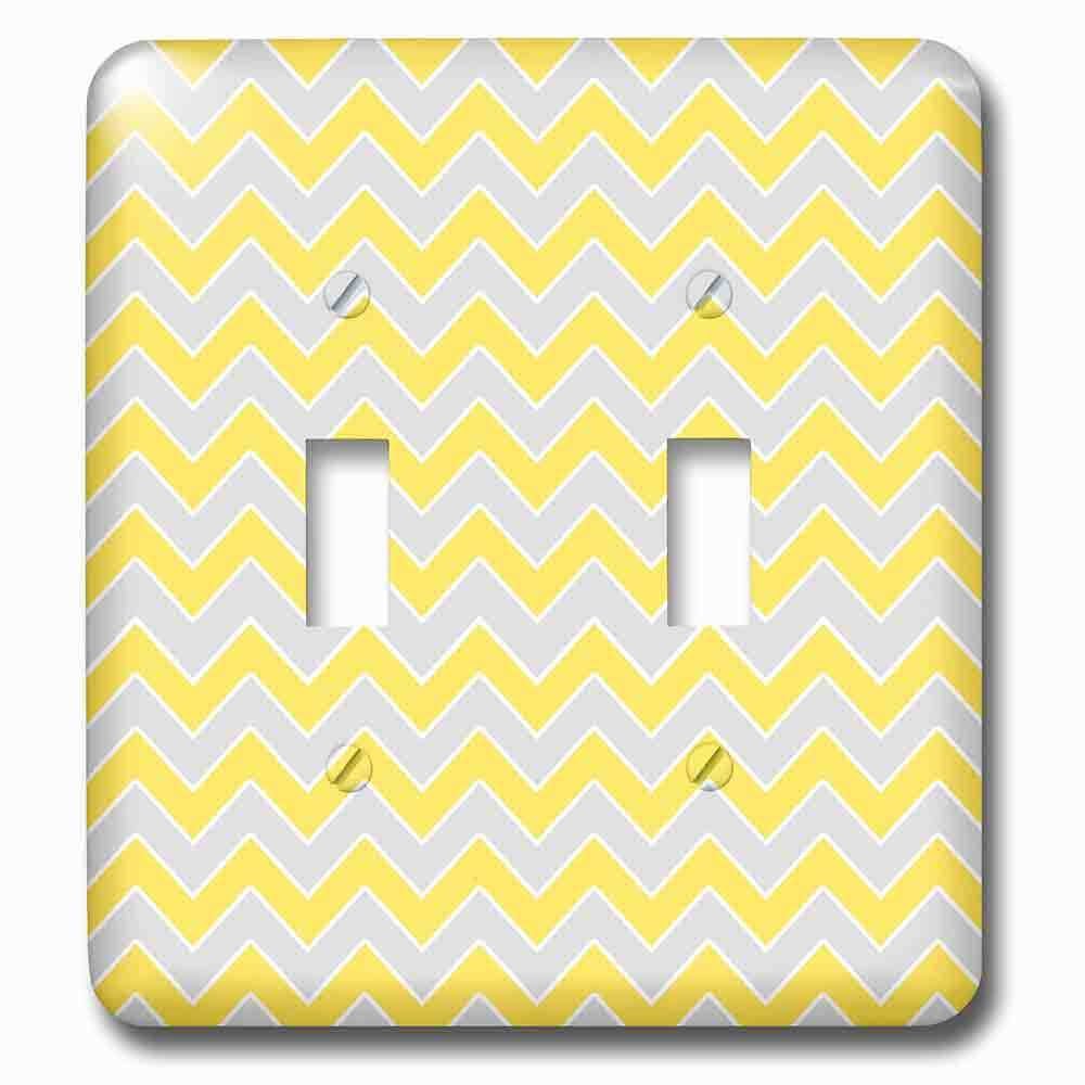 Double Toggle Wallplate With Chevron Pattern Yellow And Gray Zigzag