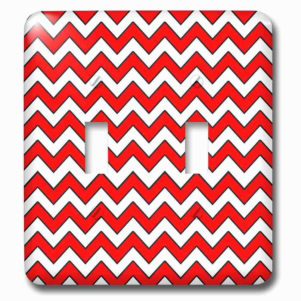 Double Toggle Wallplate With Chevron Pattern Red And White Zigzag