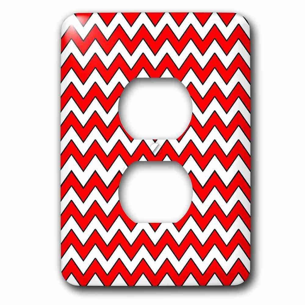 Single Duplex Outlet With Chevron Pattern Red And White Zigzag
