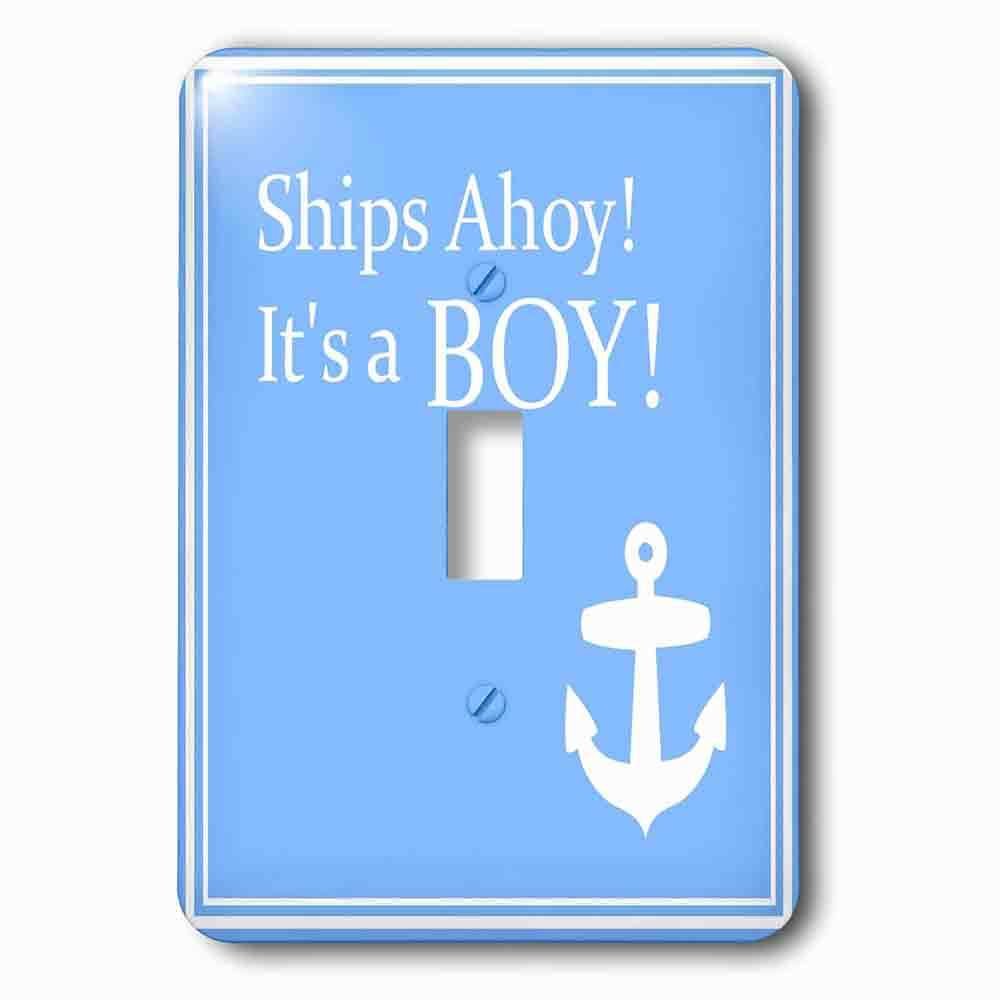 Single Toggle Wallplate With Ships Ahoy Its A Boy For Baby Showers Light Powder Blue With White Anchor Sailor Nautical Theme