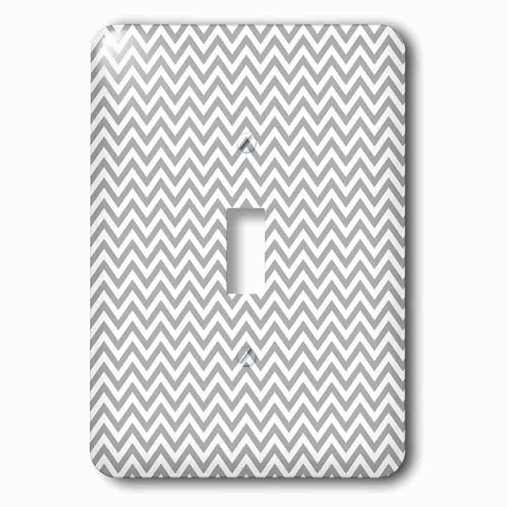 Single Toggle Wallplate With Grey And White Girly Chic Chevron Zigzag
