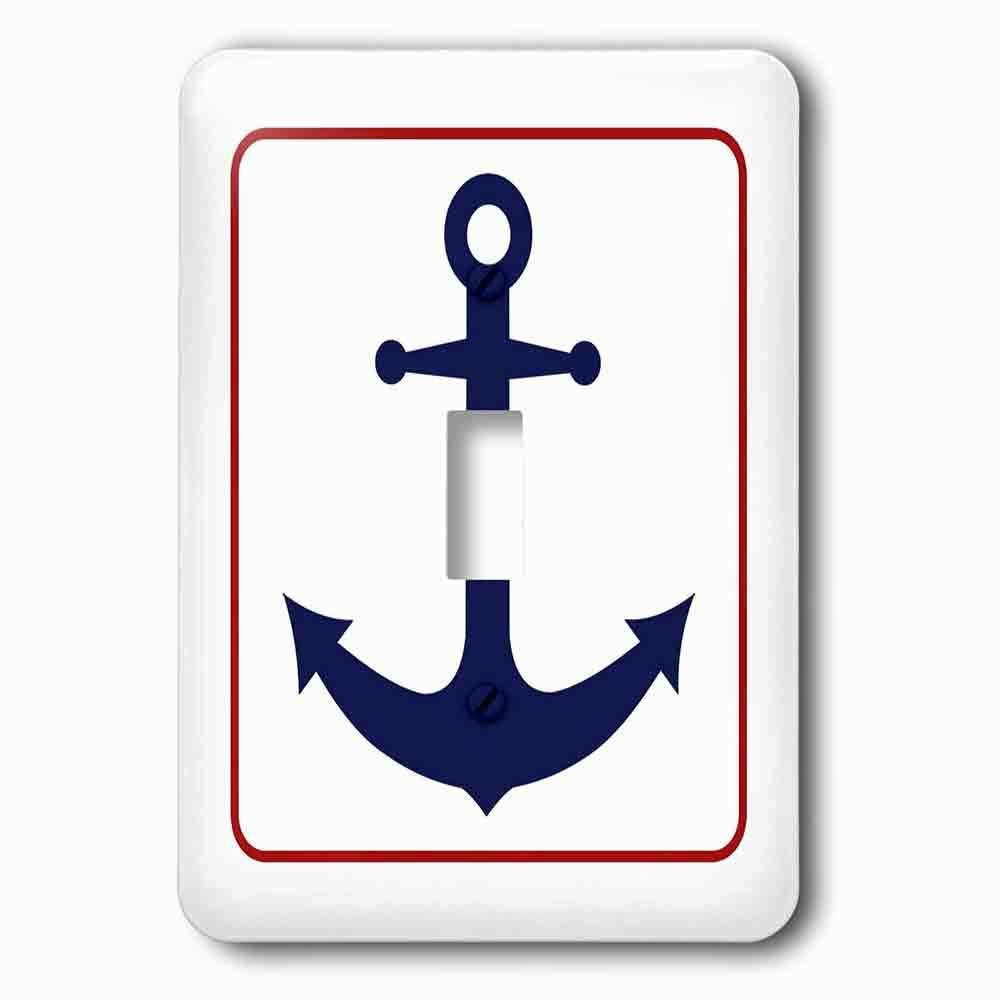 Single Toggle Wallplate With Blue Boat Anchor Red Outline