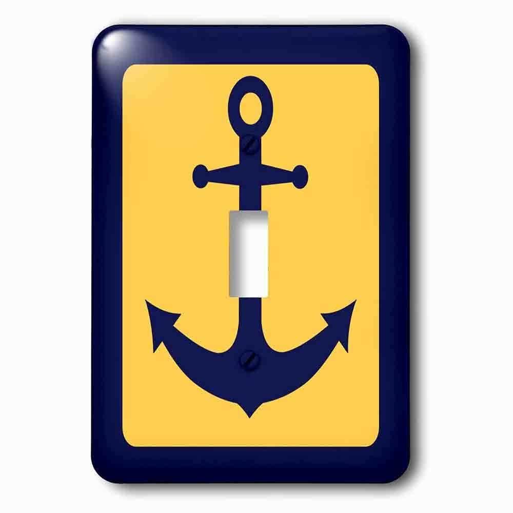 Single Toggle Wallplate With Blue And Yellow Nautical Anchor Design