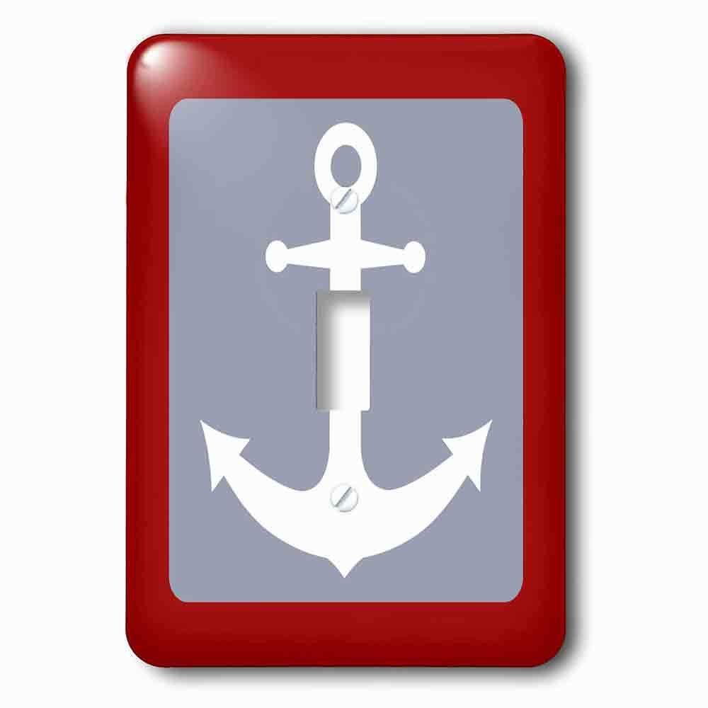Single Toggle Wallplate With White And Red Nautical Anchor Design