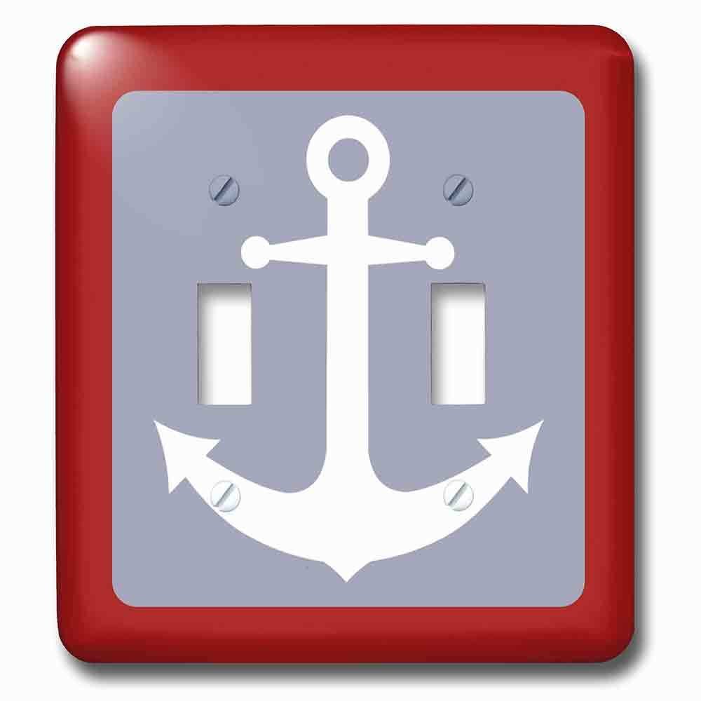 Double Toggle Wallplate With White And Red Nautical Anchor Design