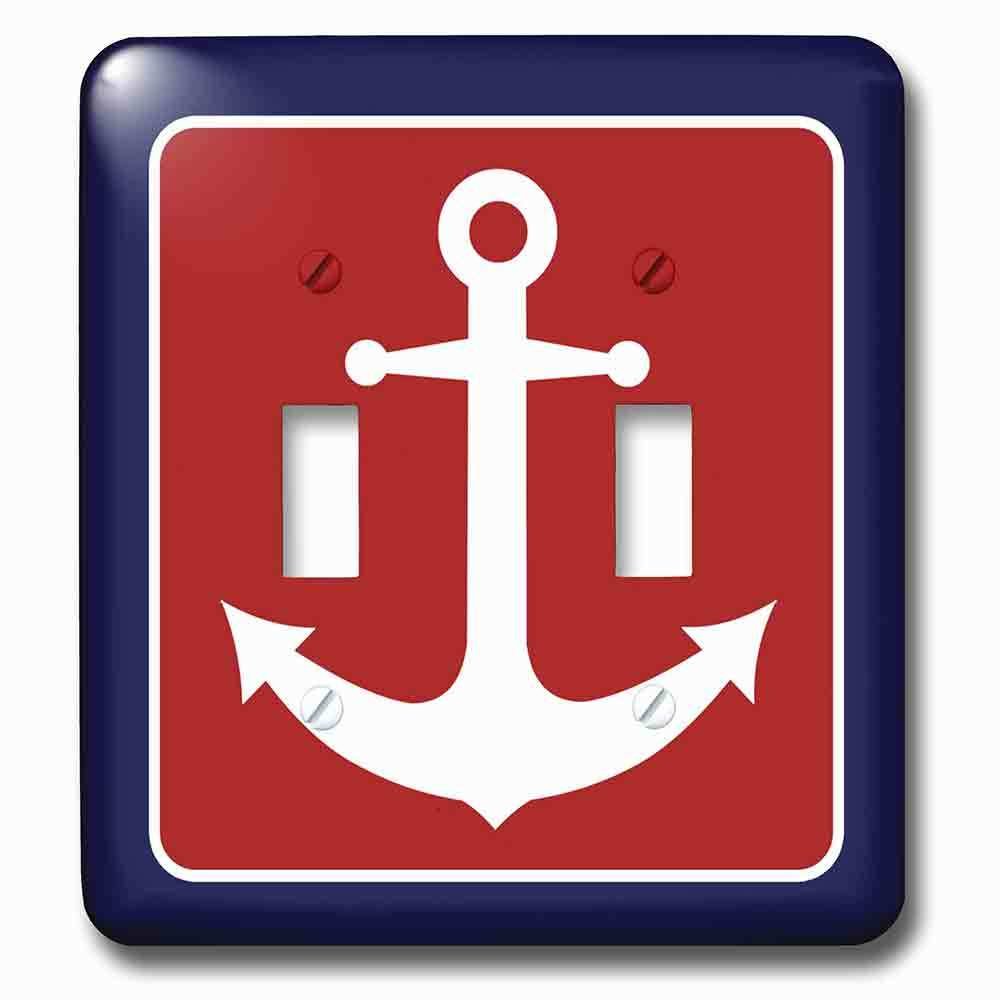 Double Toggle Wallplate With Red White And Blue Nautical Anchor Design