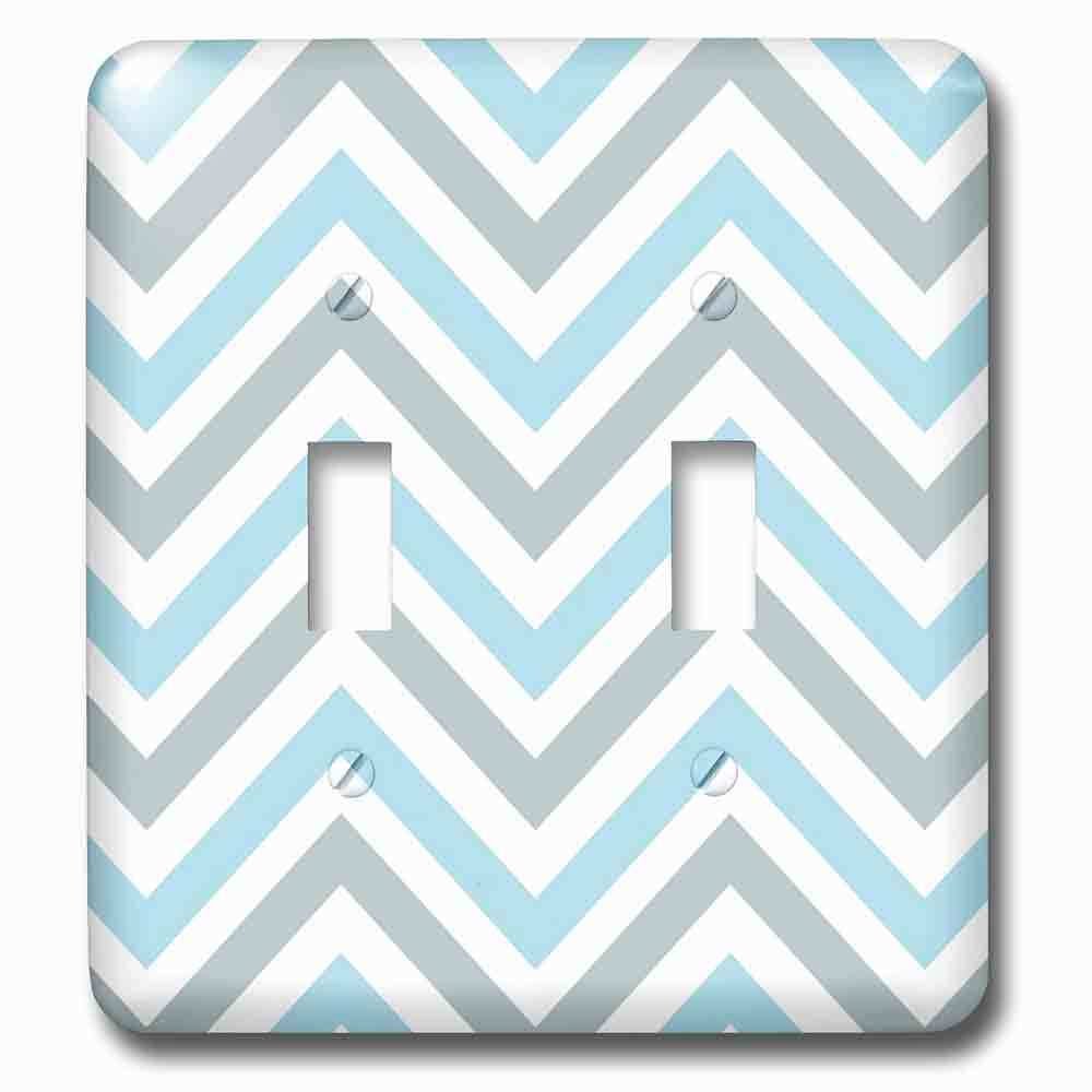 Double Toggle Wallplate With Light Blue And Grey Chevron Zig Zag Pattern Modern Pastel Zigzags