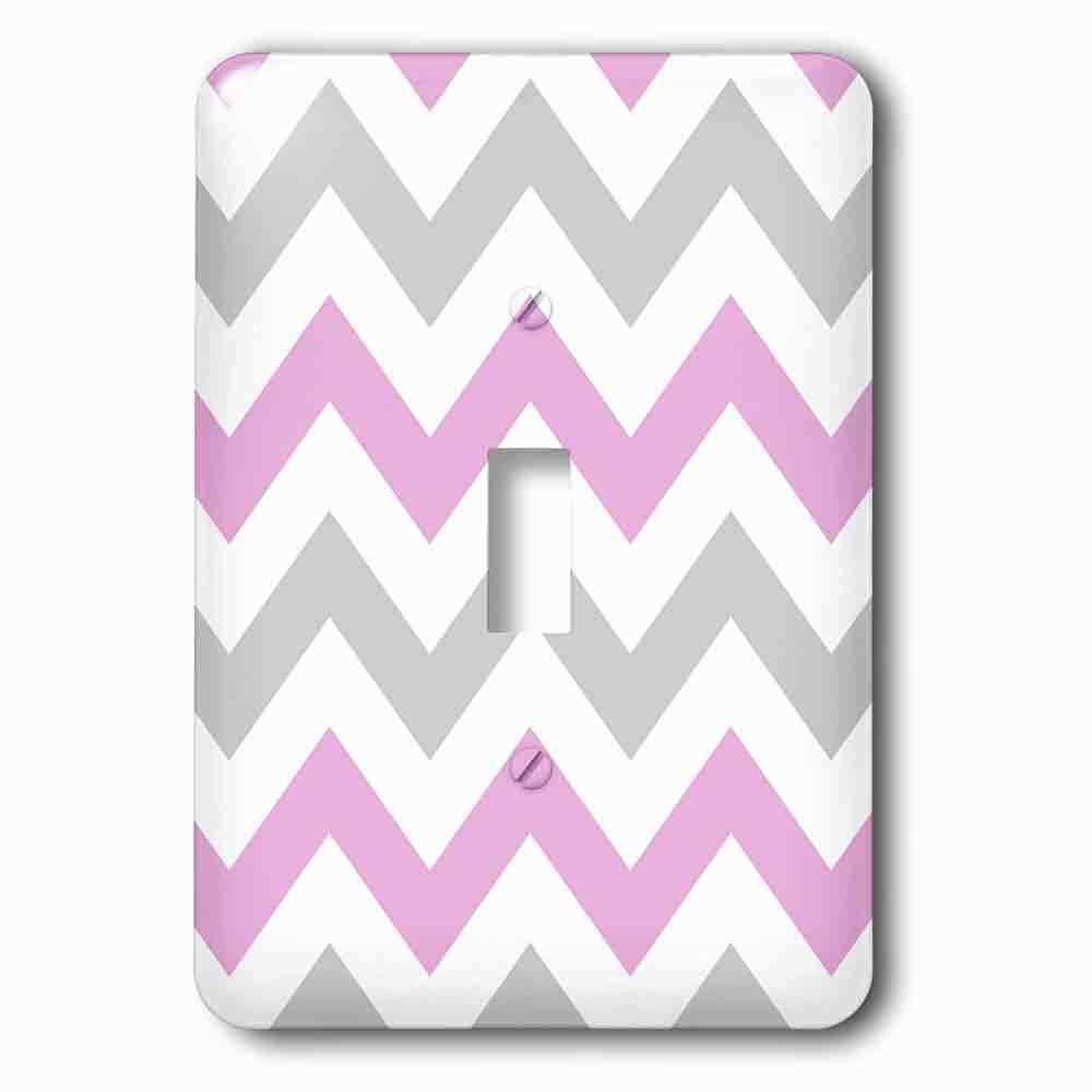 Single Toggle Wallplate With Pink And Grey Chevron Zig Zag Pattern White Pastel Zigzag Stripes
