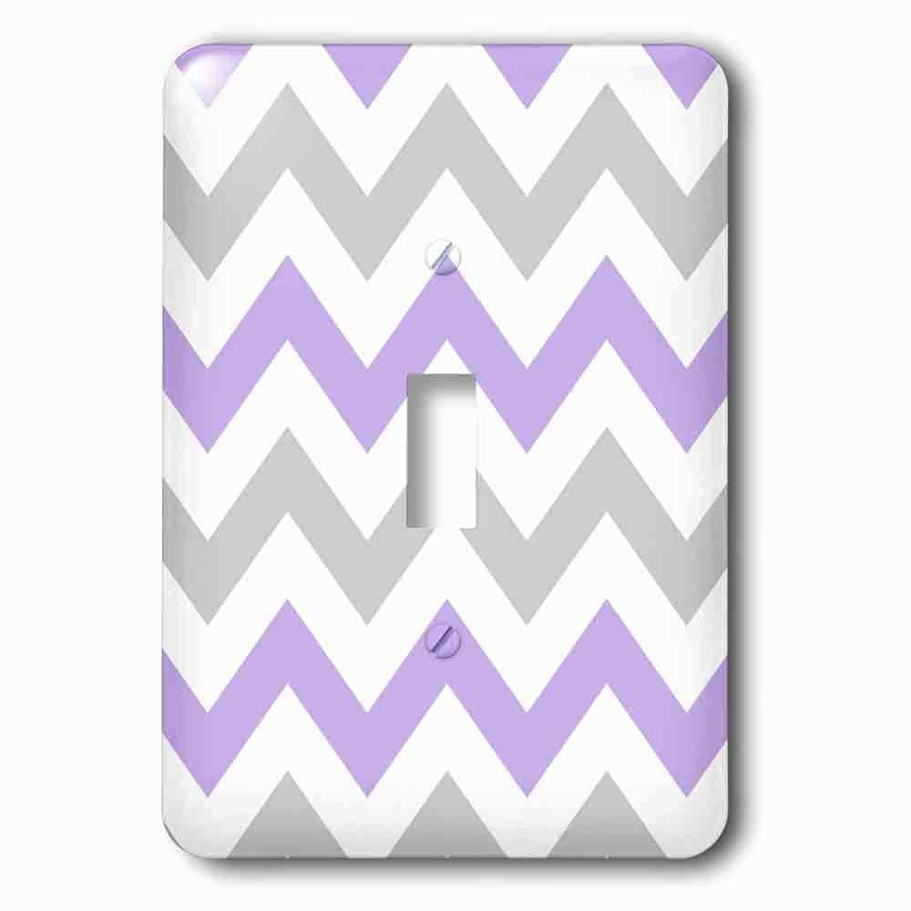 Single Toggle Wallplate With Lilac And Grey Chevron Zig Zag Pattern Gray White Purple Zigzag Stripe