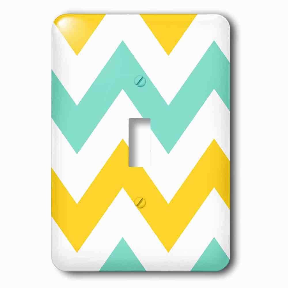 Single Toggle Wallplate With Big Yellow And Teal Chevron Zig Zag Pattern Turquoise Zigzag Stripes