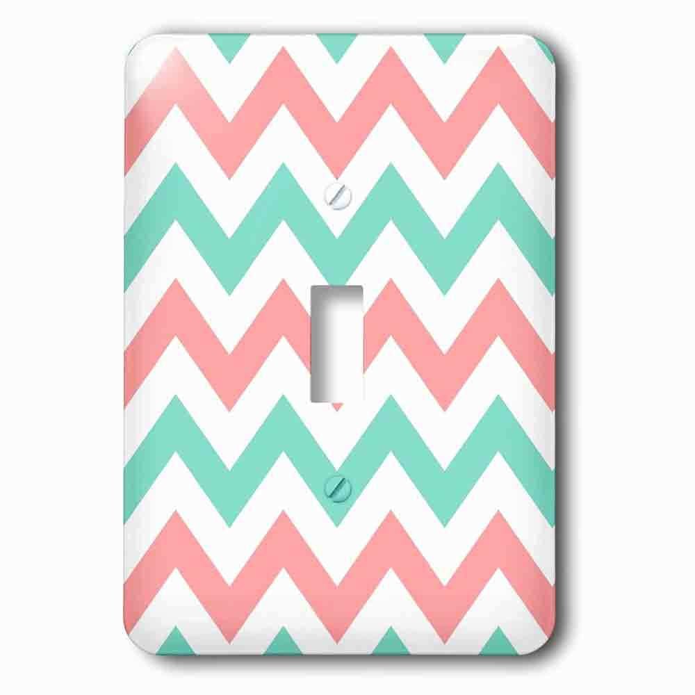 Single Toggle Wallplate With Coral Pink And Turquoise Chevron Zig Zag Pattern Teal Zigzag Stripes