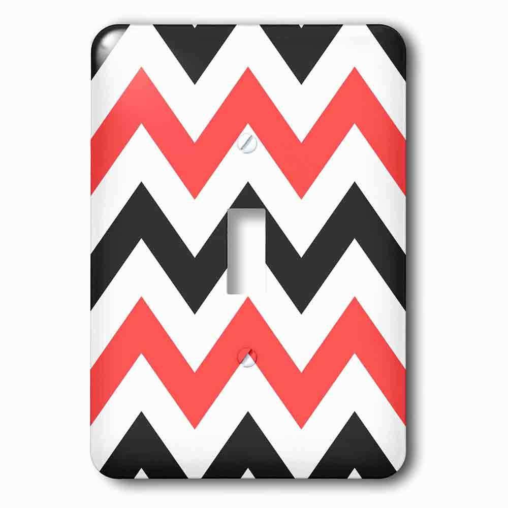 Single Toggle Wallplate With Red And Black Chevron Zig Zag Pattern Large White Big Zigzag Stripes