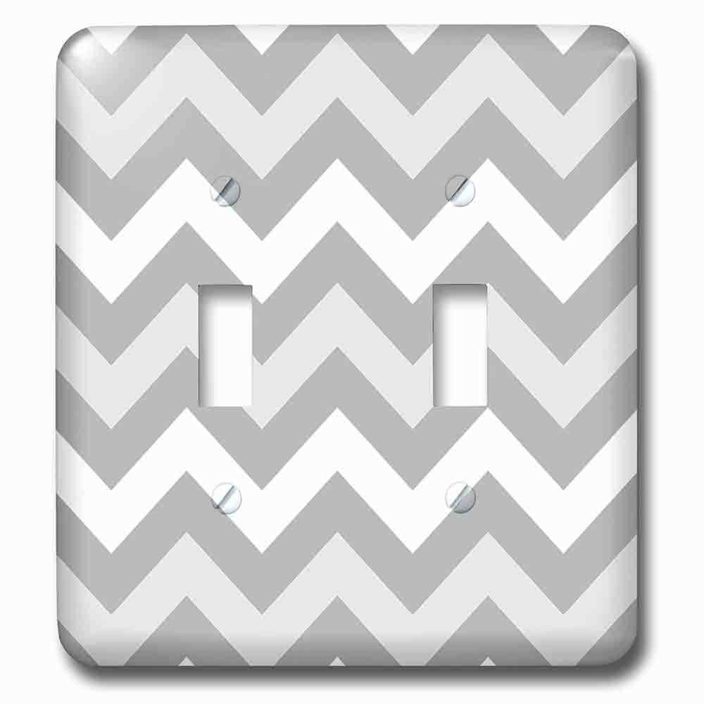Double Toggle Wallplate With Shades Of Gray Chevron Zig Zag Pattern Light Pastel Grey Zigzags