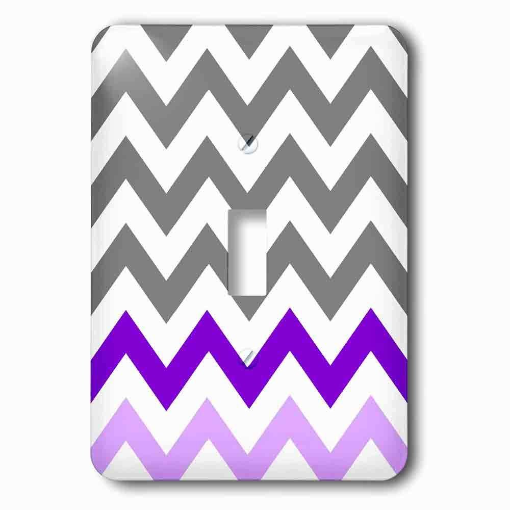 Single Toggle Wallplate With Charcoal Grey Chevron With Purple Zig Zag Accent Gray Zigzag Pattern