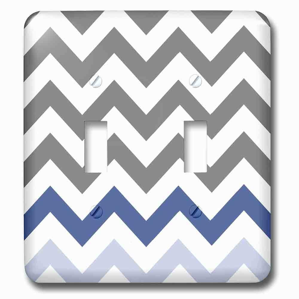 Double Toggle Wallplate With Charcoal Grey Chevron With Blue Zig Zag Accent Gray Zigzag Pattern