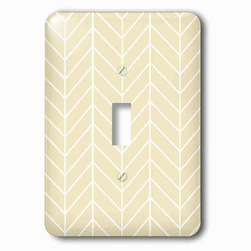 Single Toggle Wallplate With Beige Herringbone Pattern Pale Gold Arrow Feather Inspired Design