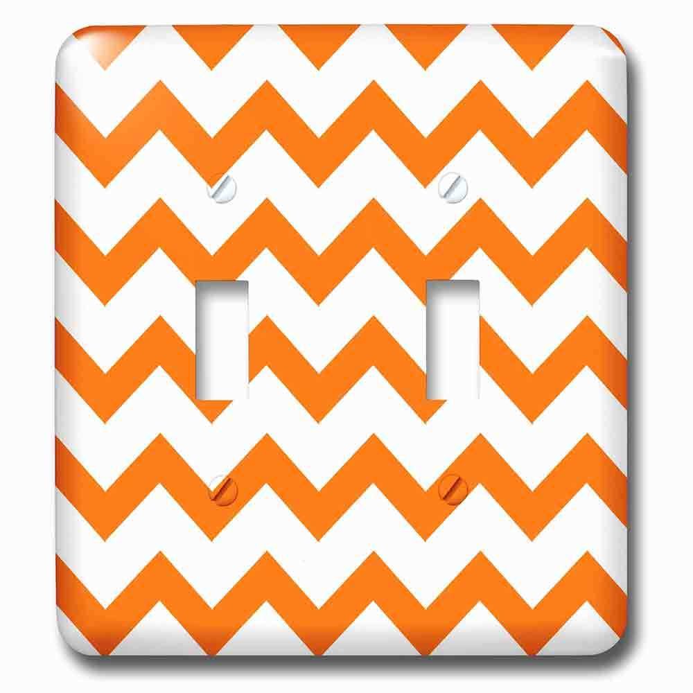 Double Toggle Wallplate With Orange And White Chevron Pattern