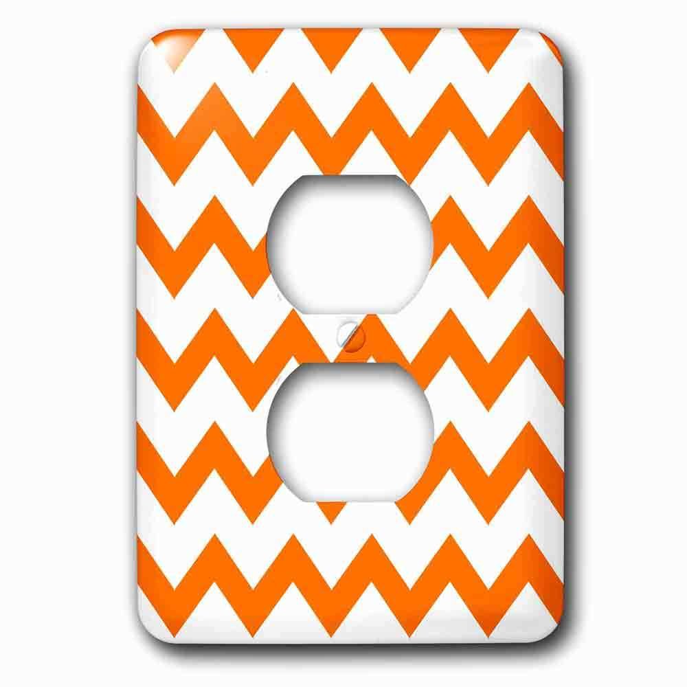 Single Duplex Outlet With Orange And White Chevron Pattern