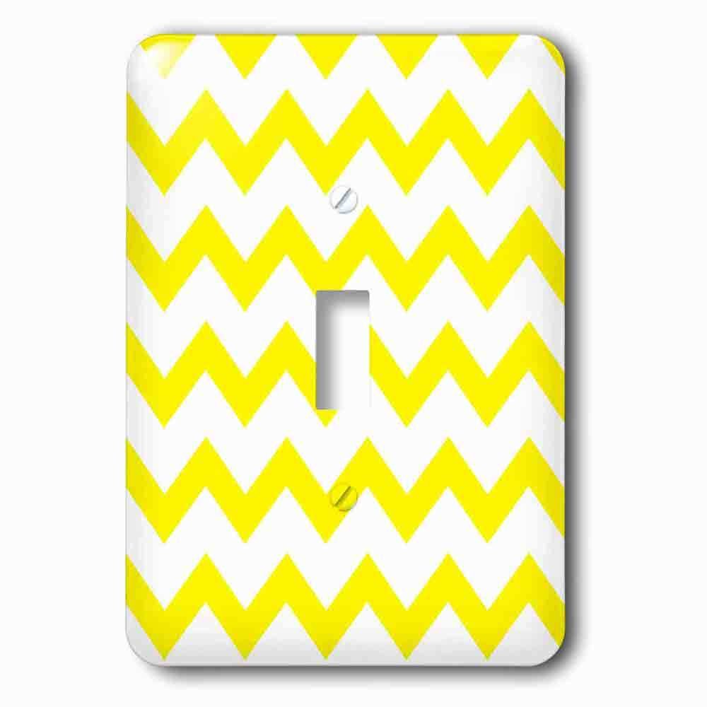 Single Toggle Wallplate With Yellow And White Chevron Pattern