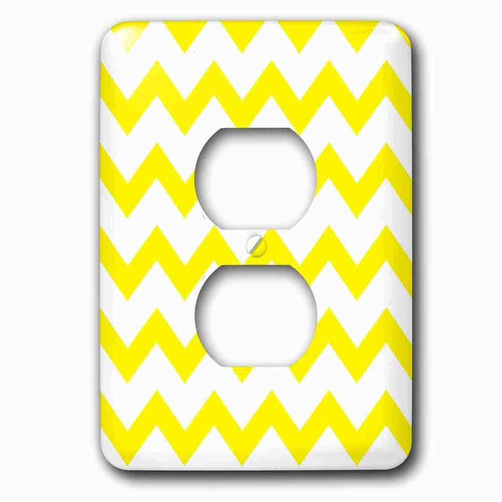 Single Duplex Outlet With Yellow And White Chevron Pattern