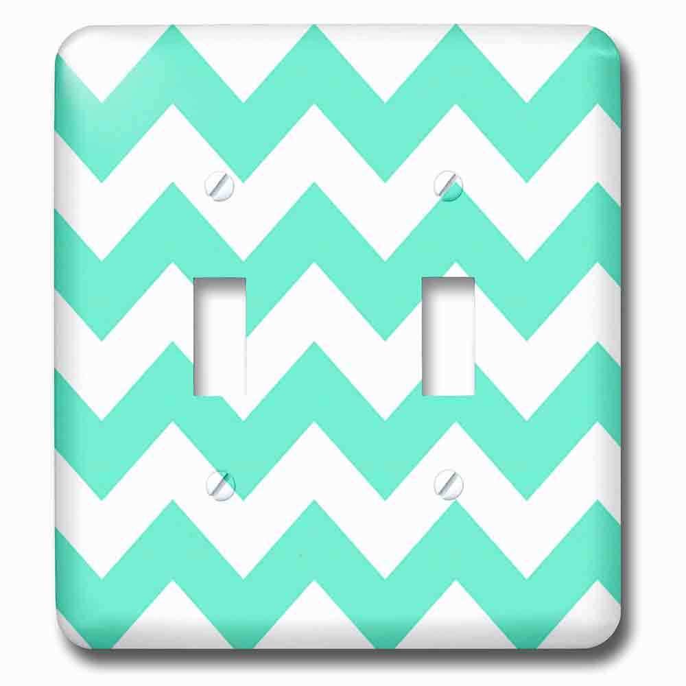 Double Toggle Wallplate With Mint And White Chevron Pattern