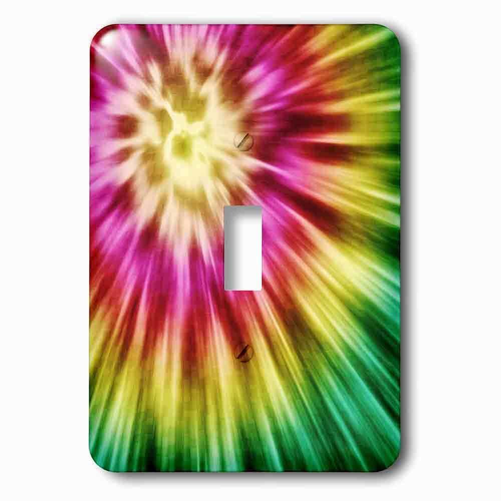 Single Toggle Wallplate With Tie Dye Green Starburst Tie Dye Design In Green Yellow And Red