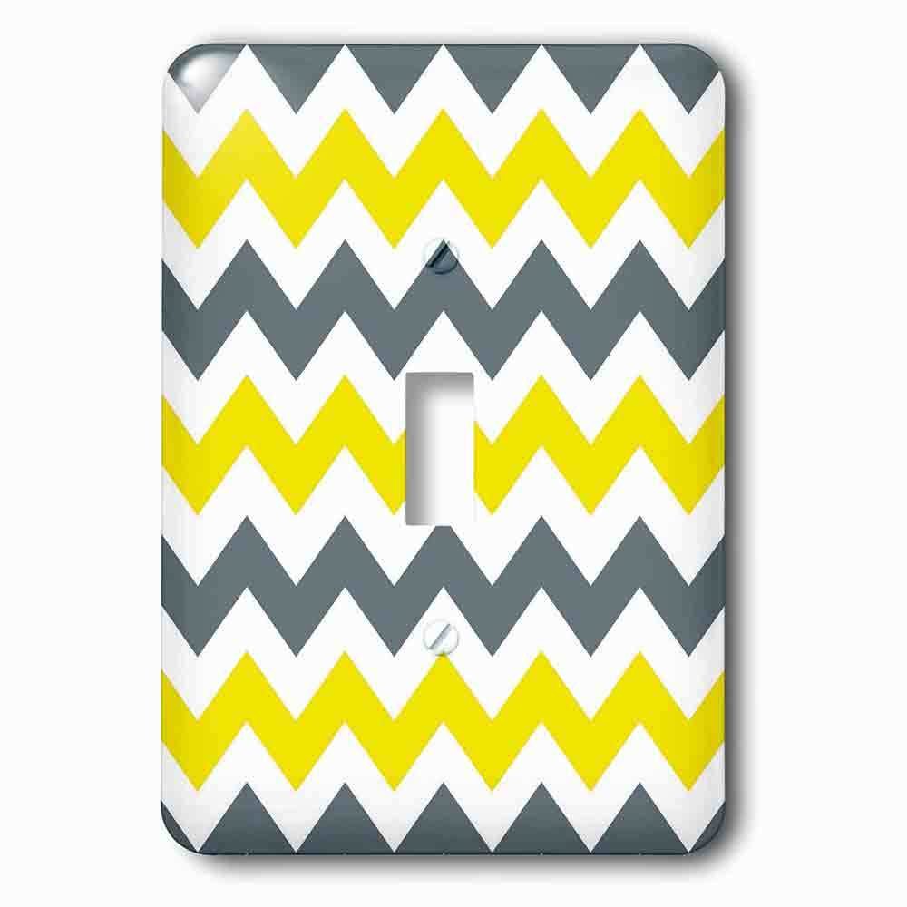 Single Toggle Wallplate With Blue Gray Yellow And White Chevrons