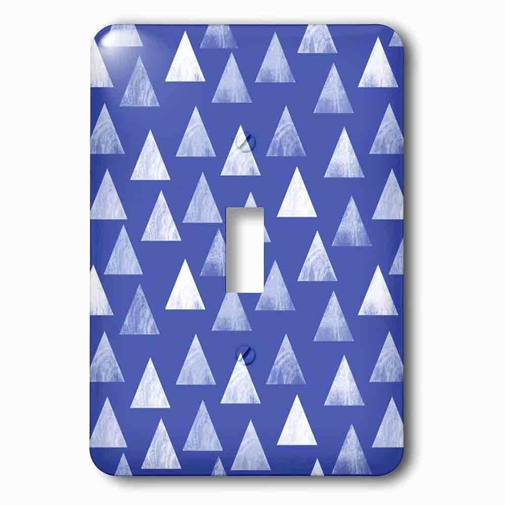 Single Toggle Wallplate With Dark Blue Triangle Pattern White Stamp Textured Printed Look Print