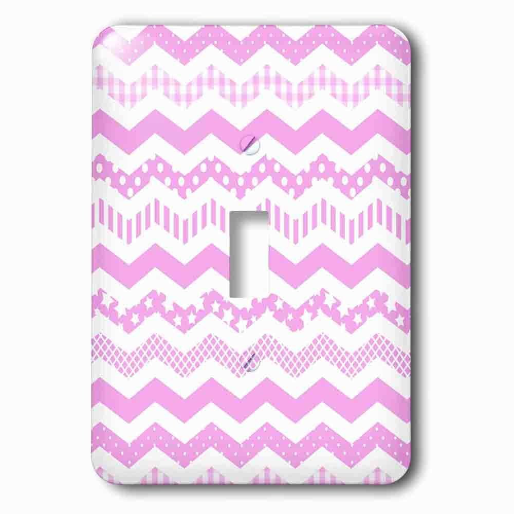 Single Toggle Wallplate With Pink Chevron Zigzag Pattern With A Twist Cute Girly Patterned Zig Zags