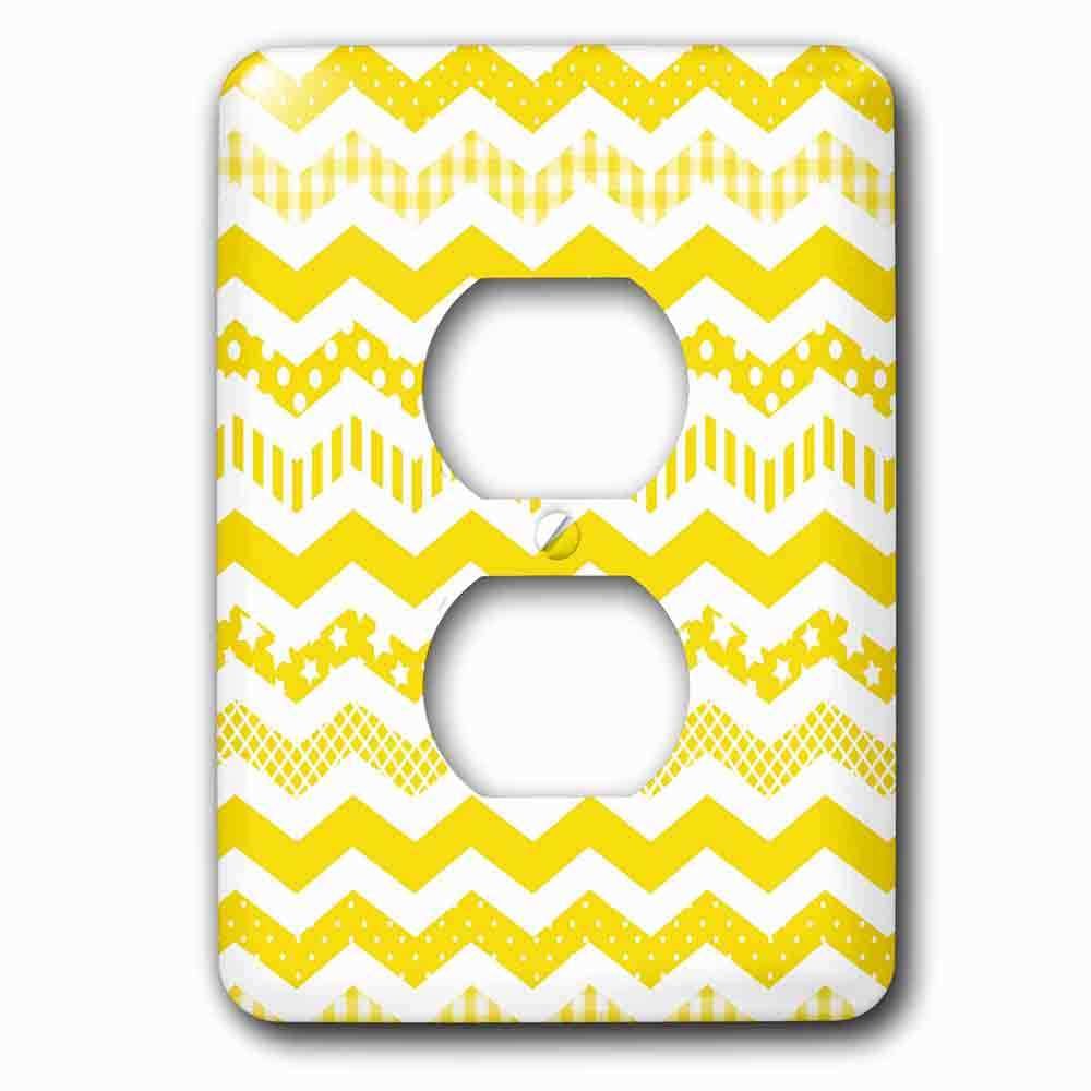 Single Duplex Outlet With Yellow Chevron Zigzag Pattern With A Twist Cute Patterned Zig Zags