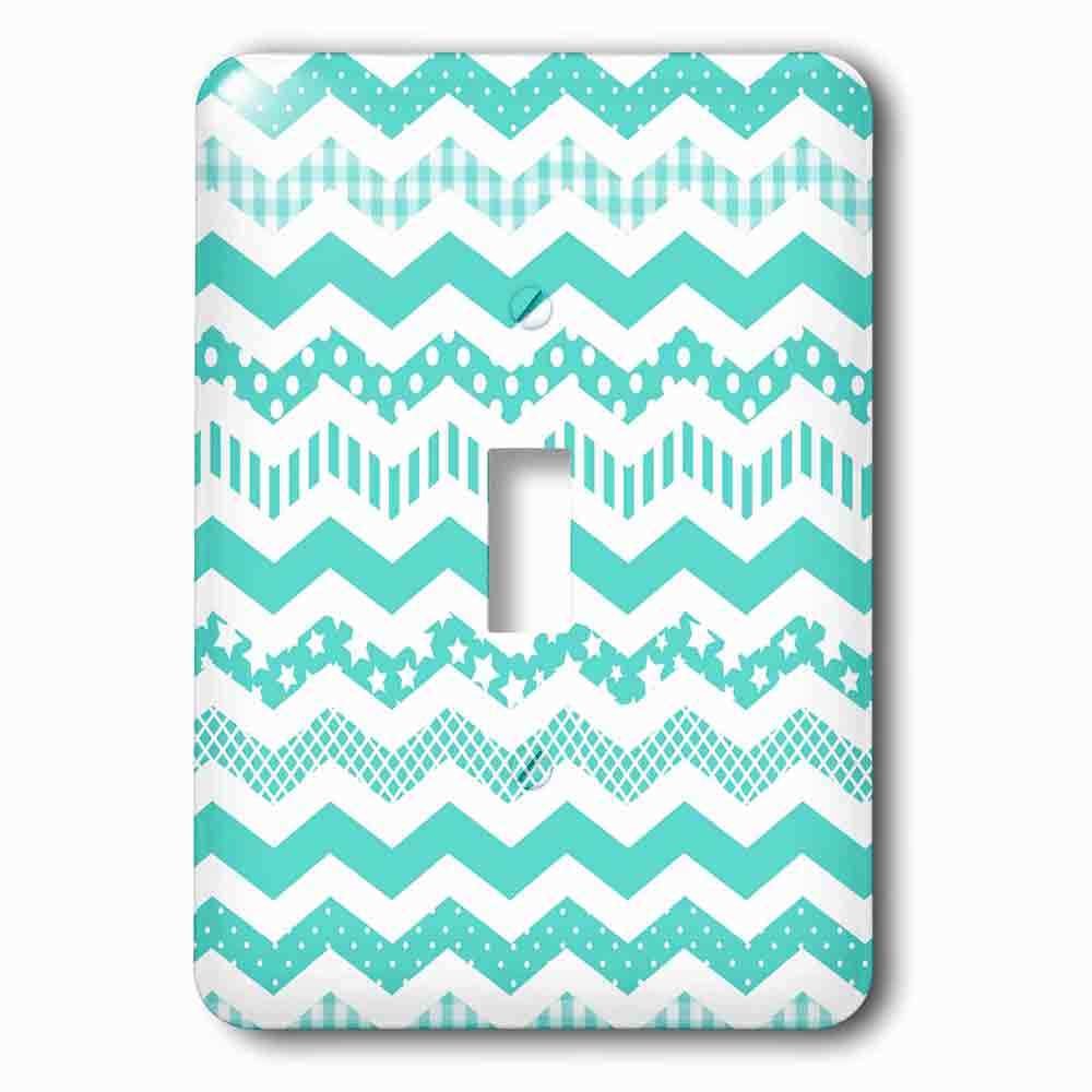 Single Toggle Wallplate With Turquoise Chevron Zigzag Pattern With A Twist. Cute Patterned Zig Zags
