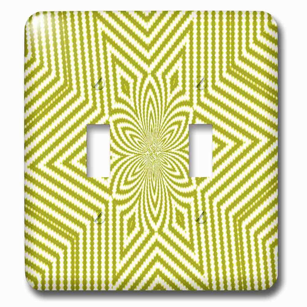 Double Toggle Wallplate With Textile Pattern Lime Green And White Large Star