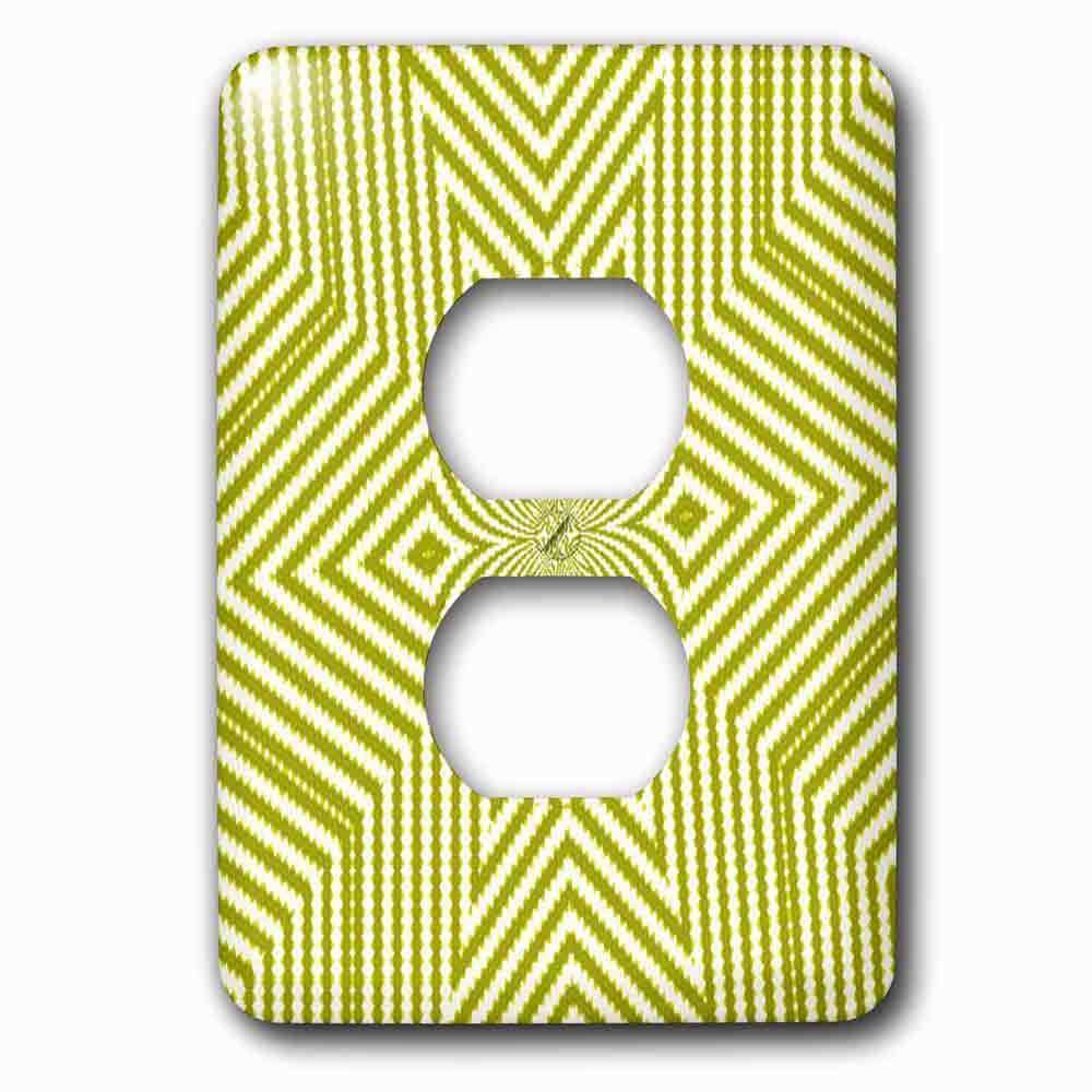 Single Duplex Outlet With Textile Pattern Lime Green And White Large Star