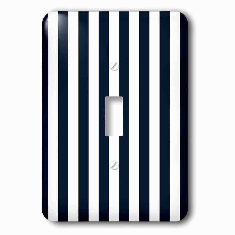 Single Toggle Wallplate With Navy Blue And White Nautical Stripes