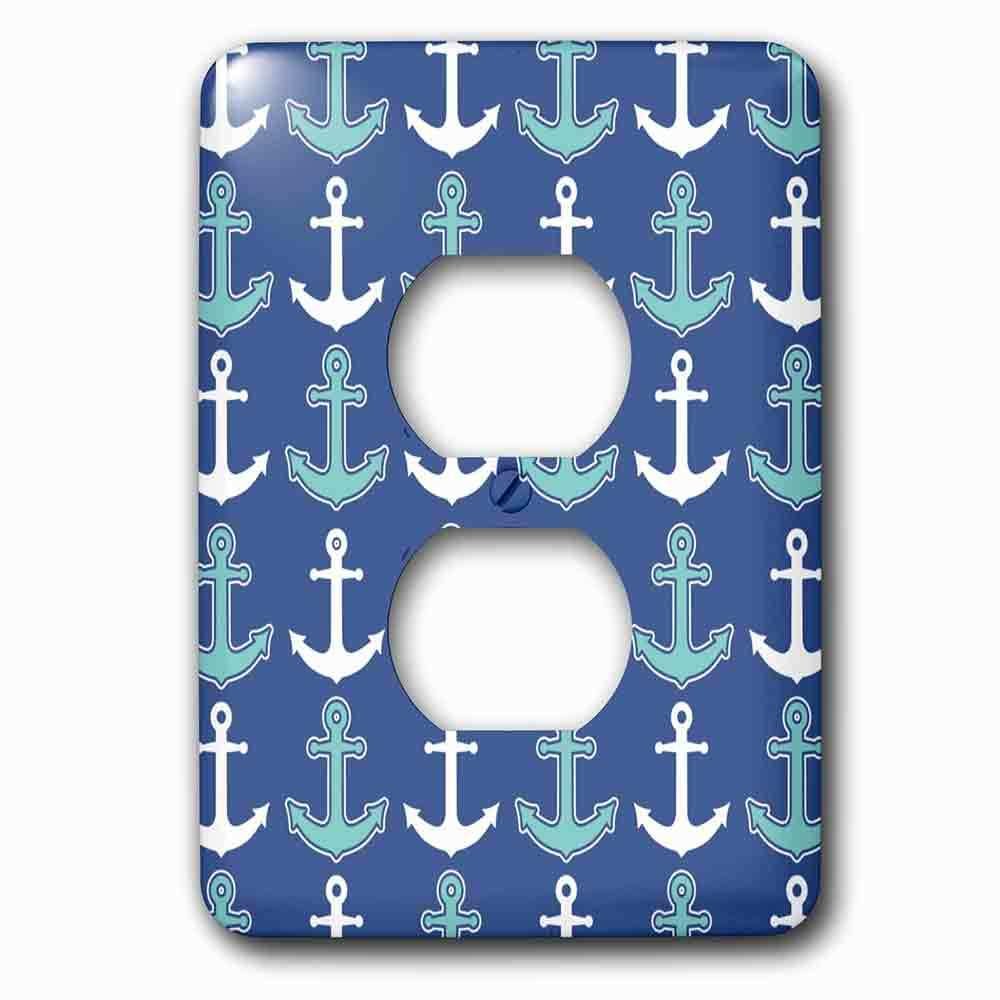 Single Duplex Outlet With Anchor Pattern Navy Blue And Aqua