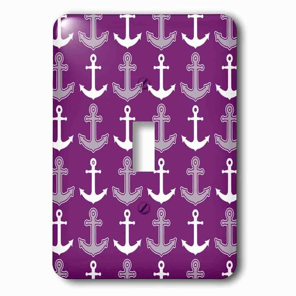 Single Toggle Wallplate With Anchor Pattern Purple And White