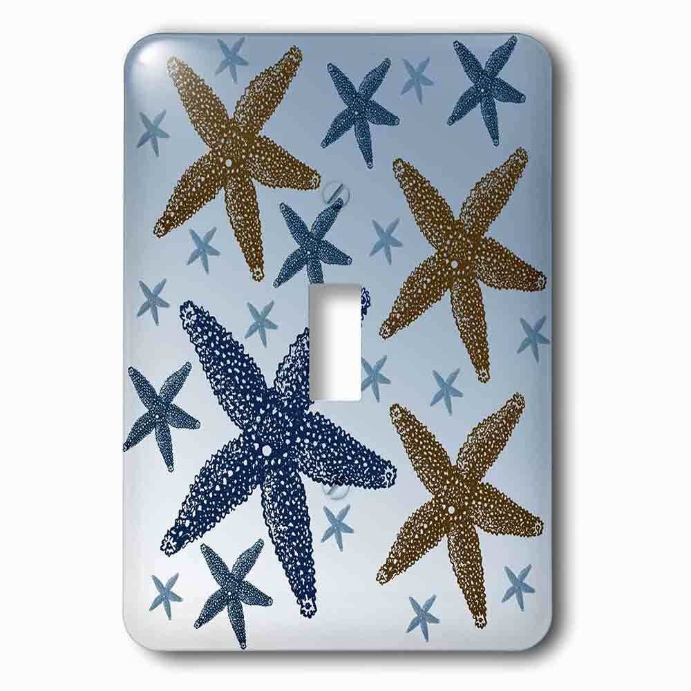 Single Toggle Wallplate With Blue And Gold Nautical Starfish