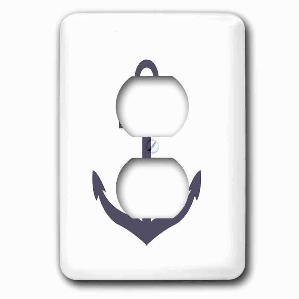 Single Duplex Outlet With Nautical Purple Anchor