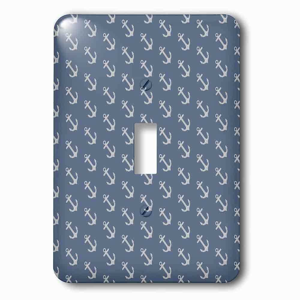 Single Toggle Wallplate With Gray And Blue Sailboat Anchors Pattern