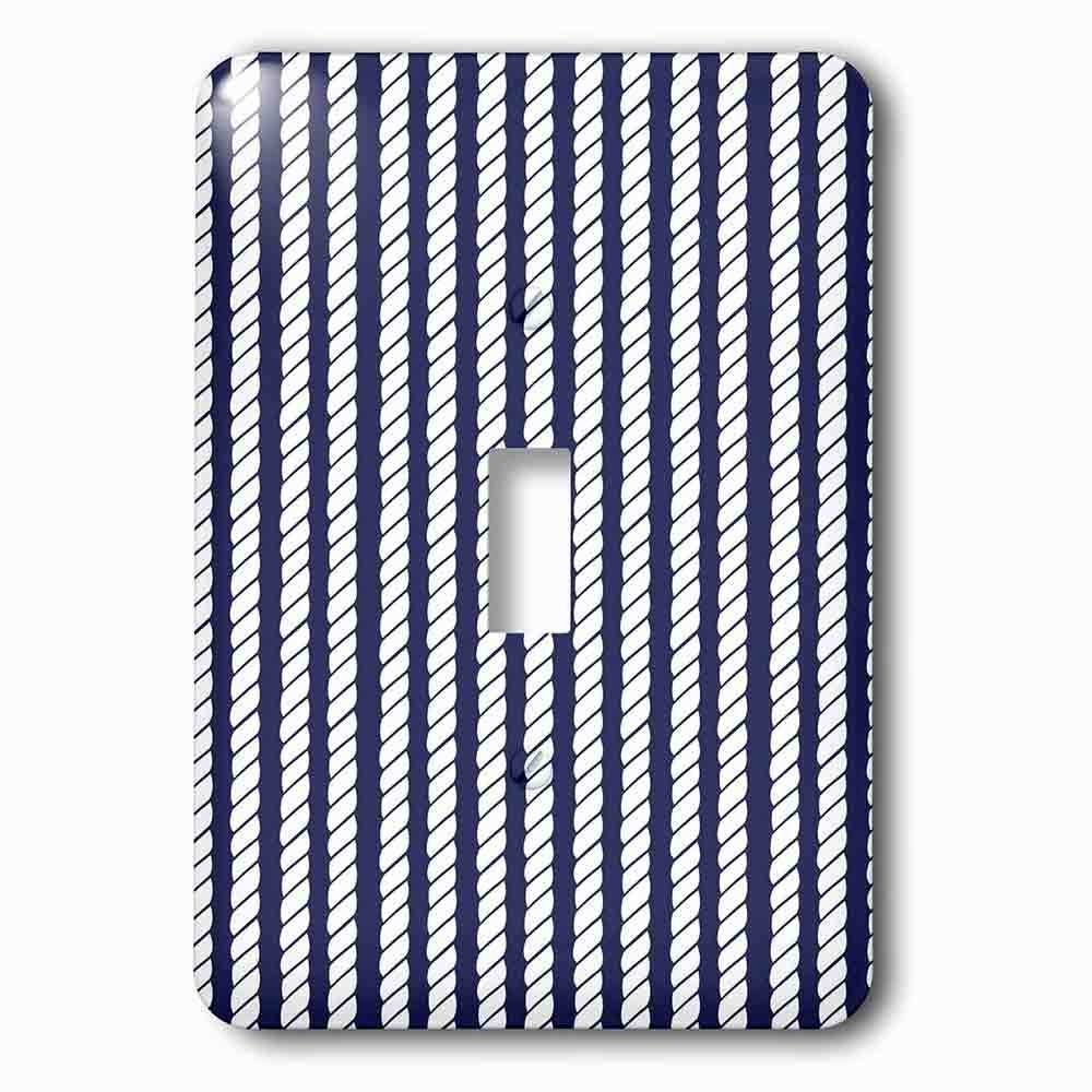 Single Toggle Wallplate With Navy Blue And White Nautical Rope Design