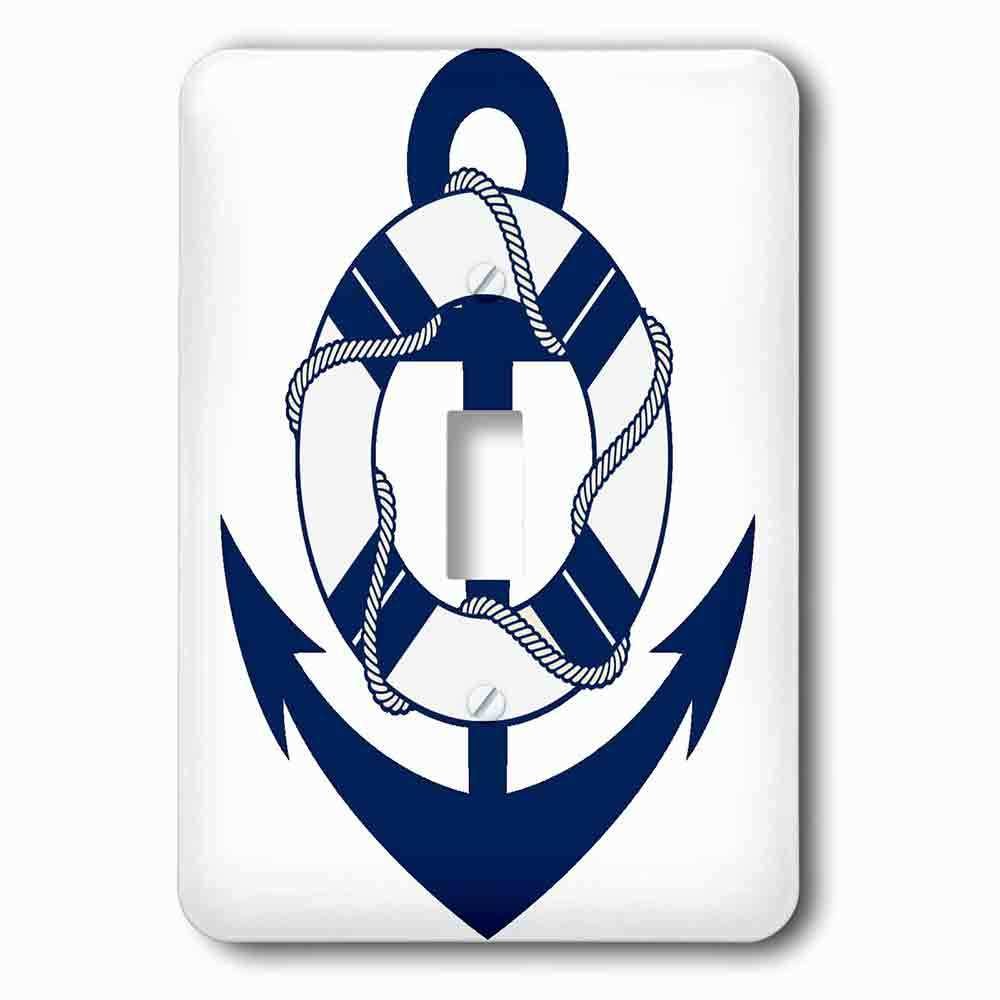 Single Toggle Wallplate With Blue And White Sailing Anchor With Life Saver