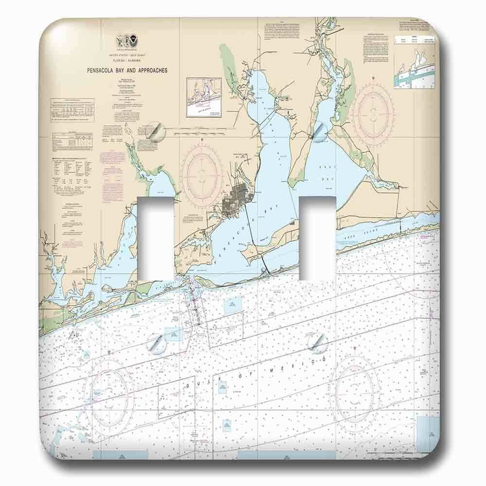 Double Toggle Wallplate With Print Of Nautical Map Of Pensacola Florida