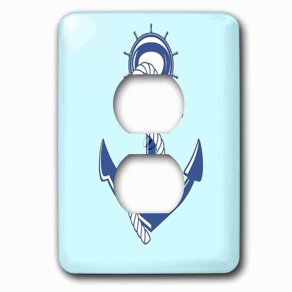 Single Duplex Outlet With Anchor, Nautical, Blue, Decoration