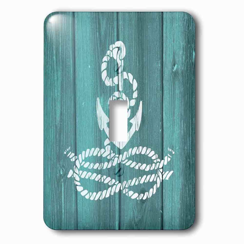 Single Toggle Wallplate With Distressed Painted White Anchor With Knotted Ropenot Real Wood