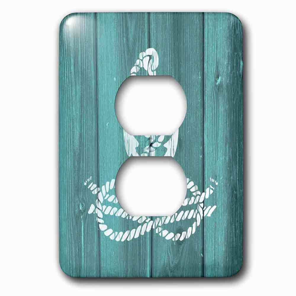 Single Duplex Outlet With Distressed Painted White Anchor With Knotted Ropenot Real Wood